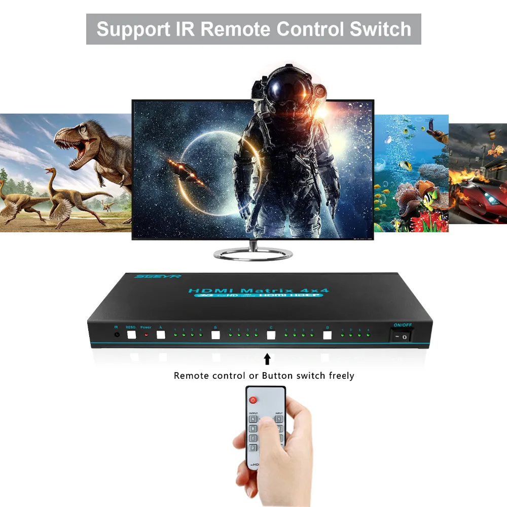 4K x 2K HDMI матричный коммутатор 4x4 HDMI разветвитель 4 входа 4 выхода HDMI 1,4 коммутатор 1080P с ИК-пультом дистанционного управления для проектора