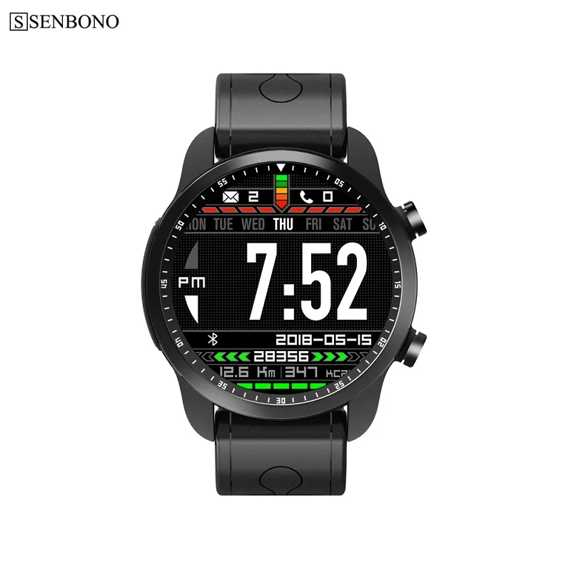 black Смарт-часы SENBONO KC06, 4 Гб ОЗУ, 1 Гб ПЗУ, 16 ГБ, Android 6,0, 1,3 дюймов, 360*360, ips lcd, поддержка gps, Bluetooth, умные часы, водонепроницаемые - Цвет: black