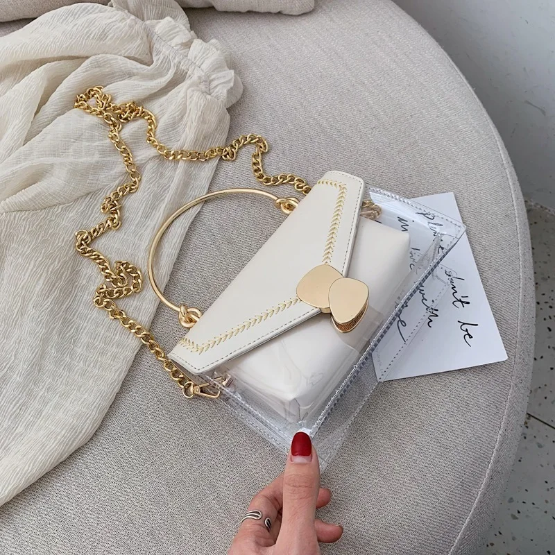 Прозрачная женская сумка 2019 новая волна Корейская версия сумочки с цепочкой