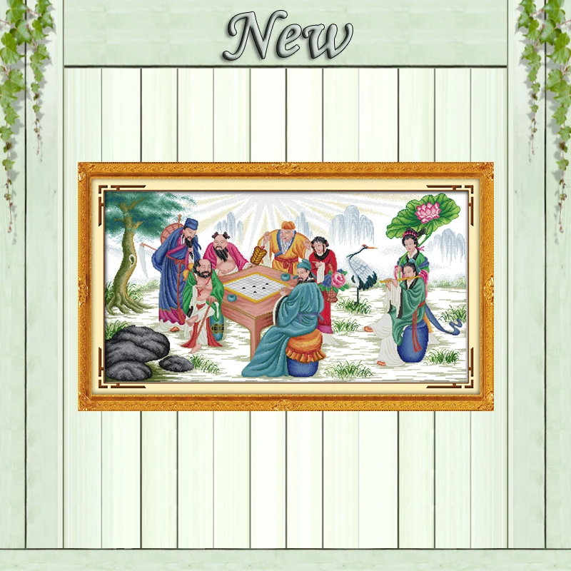 

The Eight Immortals decor paintings counted printed on canvas DMC 14CT 11CT chinese Cross Stitch Needlework Sets Embroidery kits
