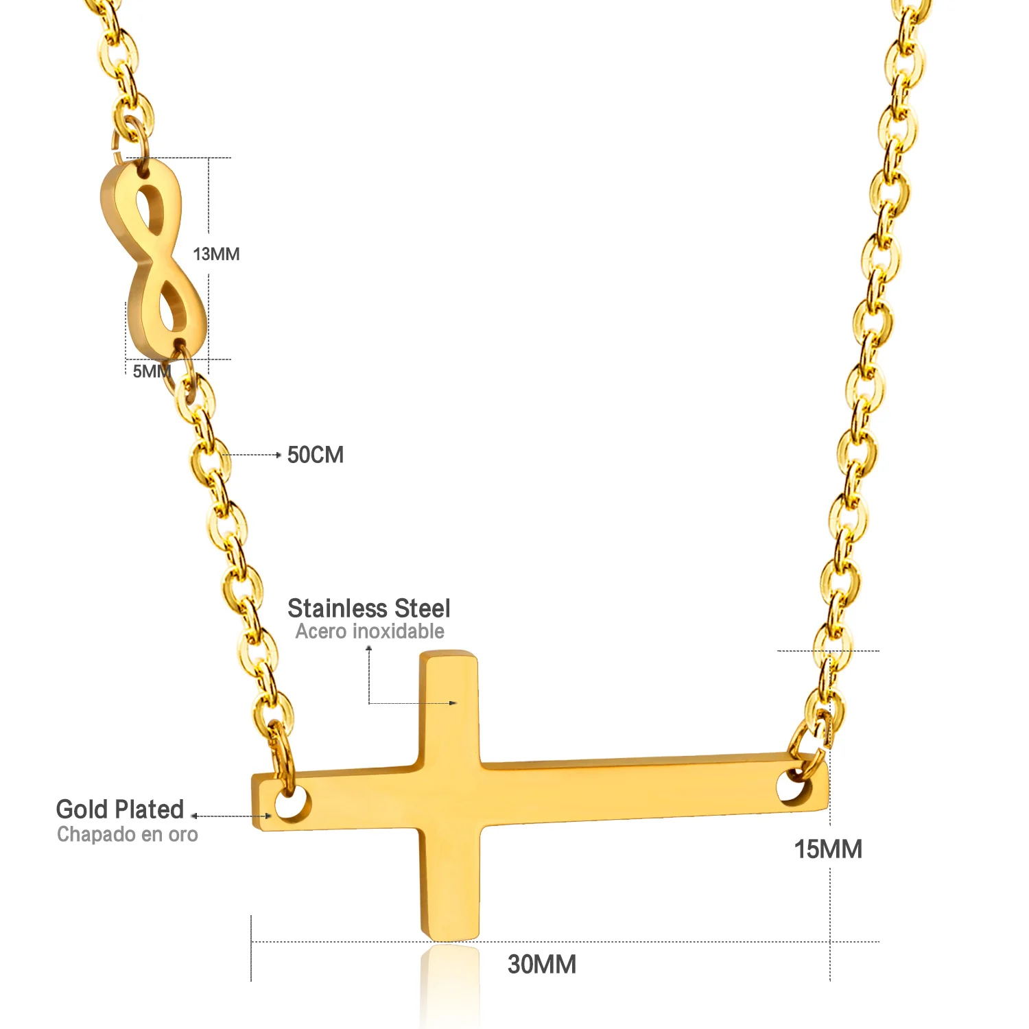 Роскошная сталь горячая бесконечность крест Длинная Золотая/серебряная цепочка