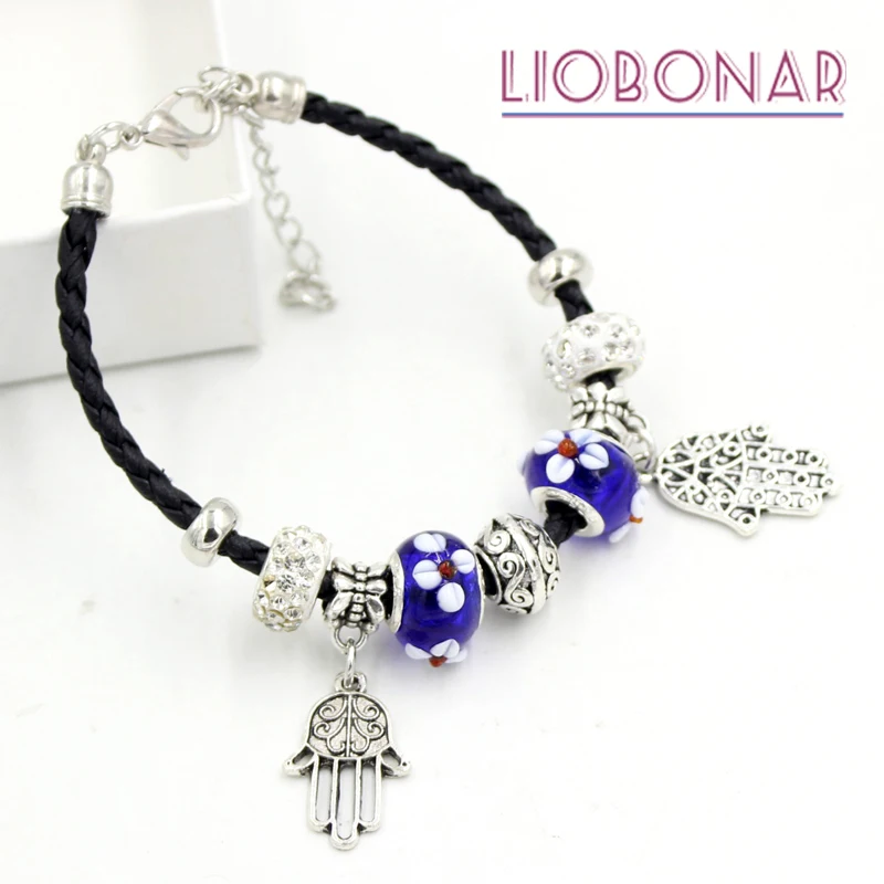 10 шт. оптовая продажа синие бусины из муранского стекла|bracelets for|braided leather braceletleather