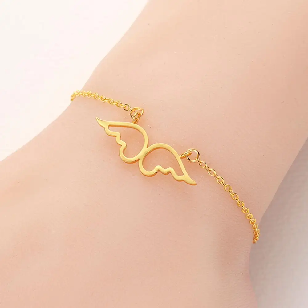 Тоторова двойные крылья Ангела сердце Шарм Браслеты для женщин модные ювелирные