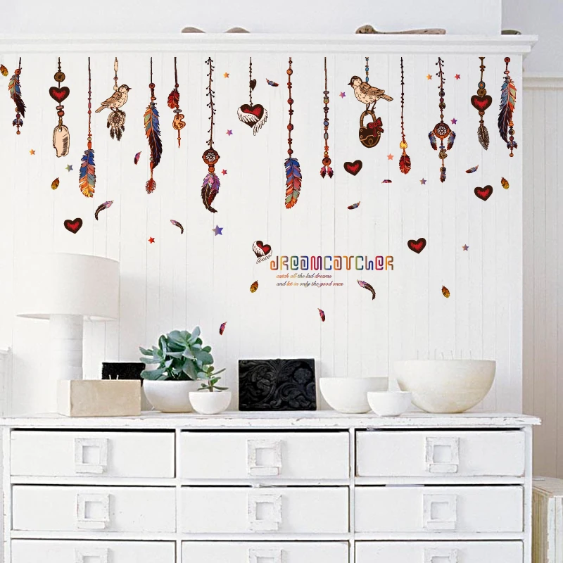 [Fundecoration] DIY наклейки на стену с кулоном из перьев для гостиной спальни украшения