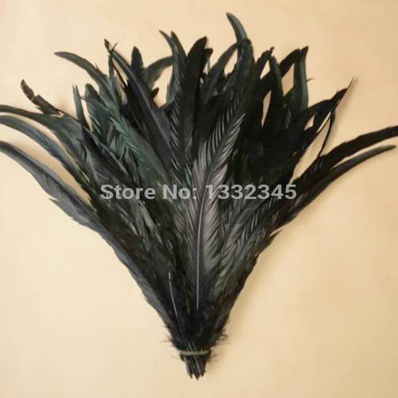

area wholesale 50pcs / black rooster feathers dyed 14-16 inches / 35-40cm