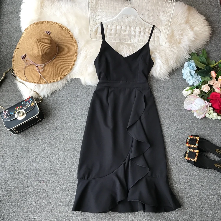 Женское облегающее платье ALPHALMODA на бретельках асимметричная гофрированная