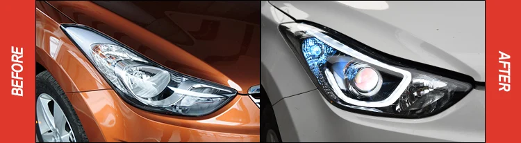 АКД Тюнинг автомобилей фары для hyundai Elantra 2012- светодиодные фары DRL ходовые огни биксеноновые фары Противотуманные фары с ангельскими глазками