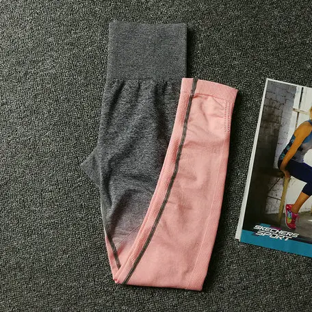 Dark Gray Pink Pant 2 шт., комплект для йоги, спортивный бюстгальтер, Омбре, бесшовные леггинсы, спортивный костюм для тренировок, одежда для спортзала, Женская Спортивная одежда для фитнеса, одежда для активного отдыха, колготки - Цвет: Dark Gray Pink Pant