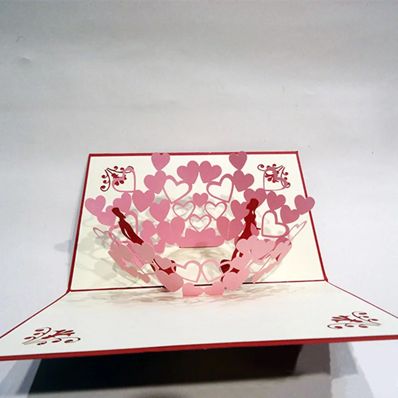 Счастливая пара 3D открытка поп-бумаги вырезать на день рождения Валентина