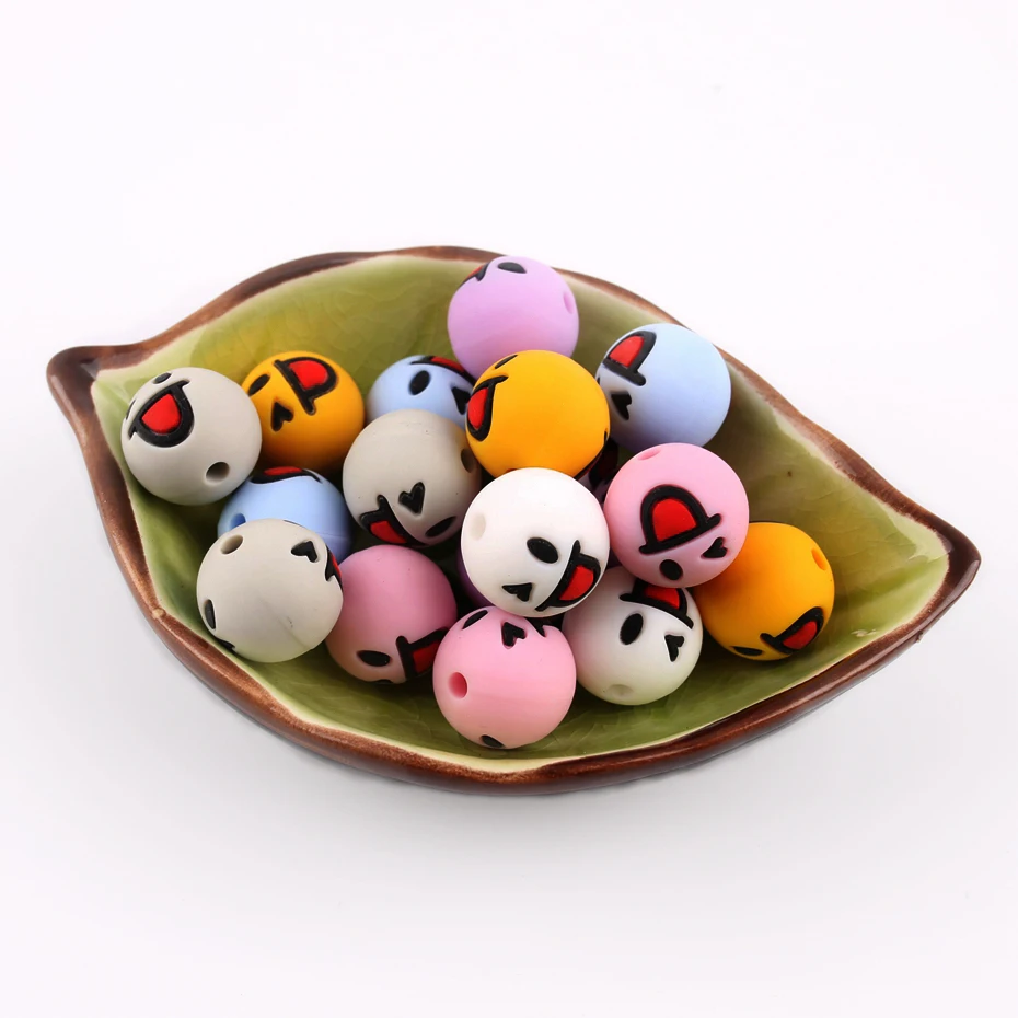 Укусы 10 шт. силиконовый бисер ребенок Прорезывание Зубов Бусины улыбка 15 мм