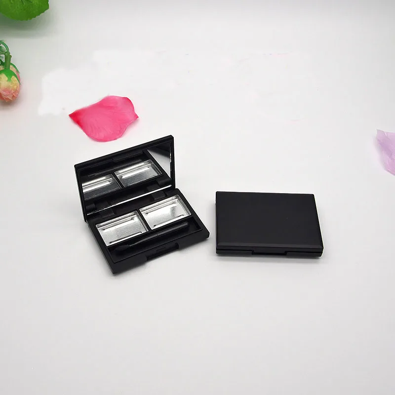 Eyebrow Powder Compact 2 Grids Matte Black Two-Tone Cosmetic Tools Eyeshadow Palette Empty Cosmetic Box Lipstick Container 30pcs