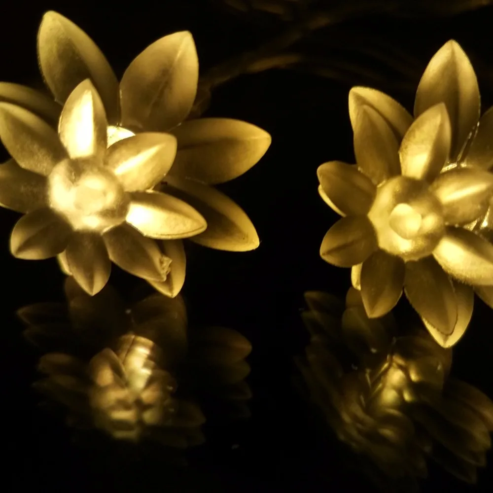 YIYANG Battery 2M 20LED Holiday Lotus Flower LED String Lights For Wedding Parties Decoration Lightings lumieres de lotus | Лампы и