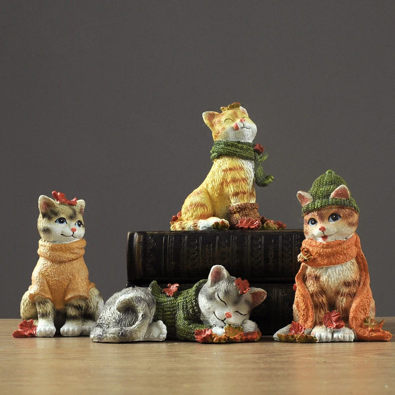 

American Creative Resin 1pcs Cute cat decoration tabletop fairy garden miniature figurines birthday gifts home accessories