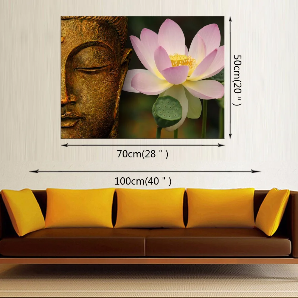 1 панель бесплатная доставка холст с Буддой и цветами художественная картина