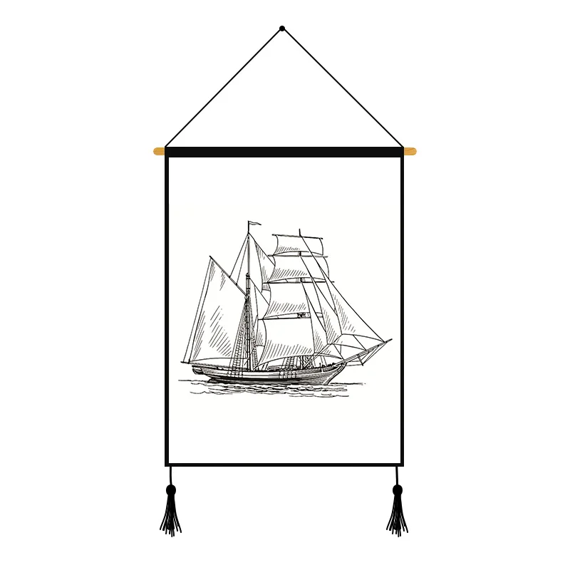 Средиземноморская карта мира холст картины лодка подвесная стена искусство