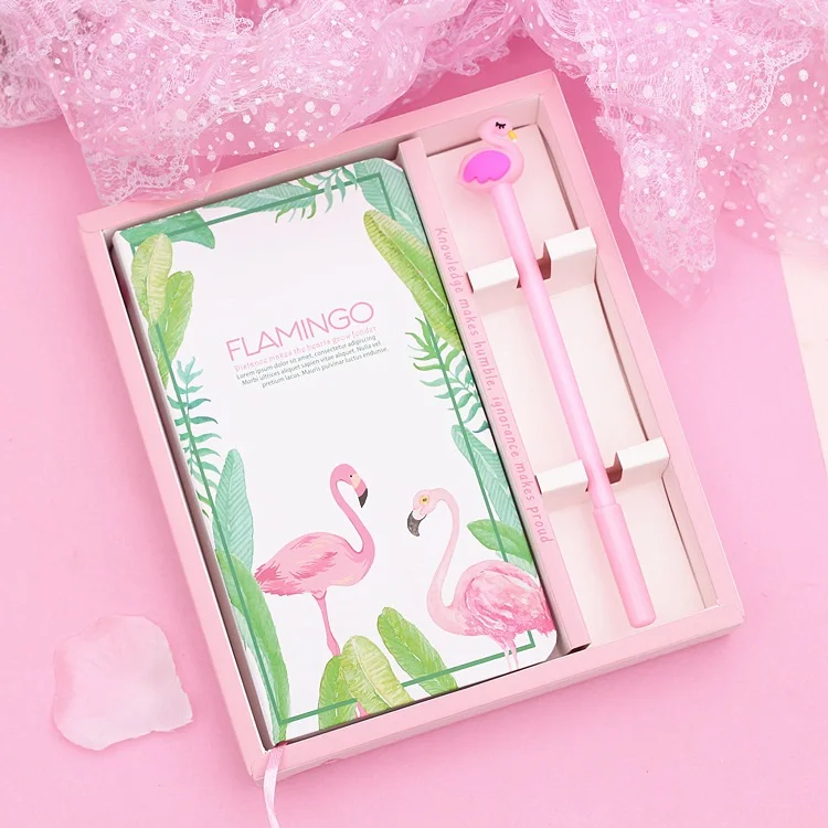 2 green flamingo Креативная Студенческая ручная книга единорог; Фламинго кролик милый кот Картина Свадебная вечеринка знак в книжке студенческий подарок блокнот - Цвет: 2 green flamingo