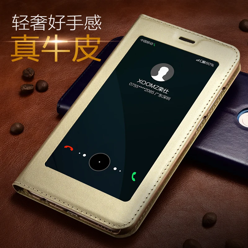 Фирменный чехол XOOMZ из натуральной кожи для huawei honor 8 pro коровьей умный с окошком