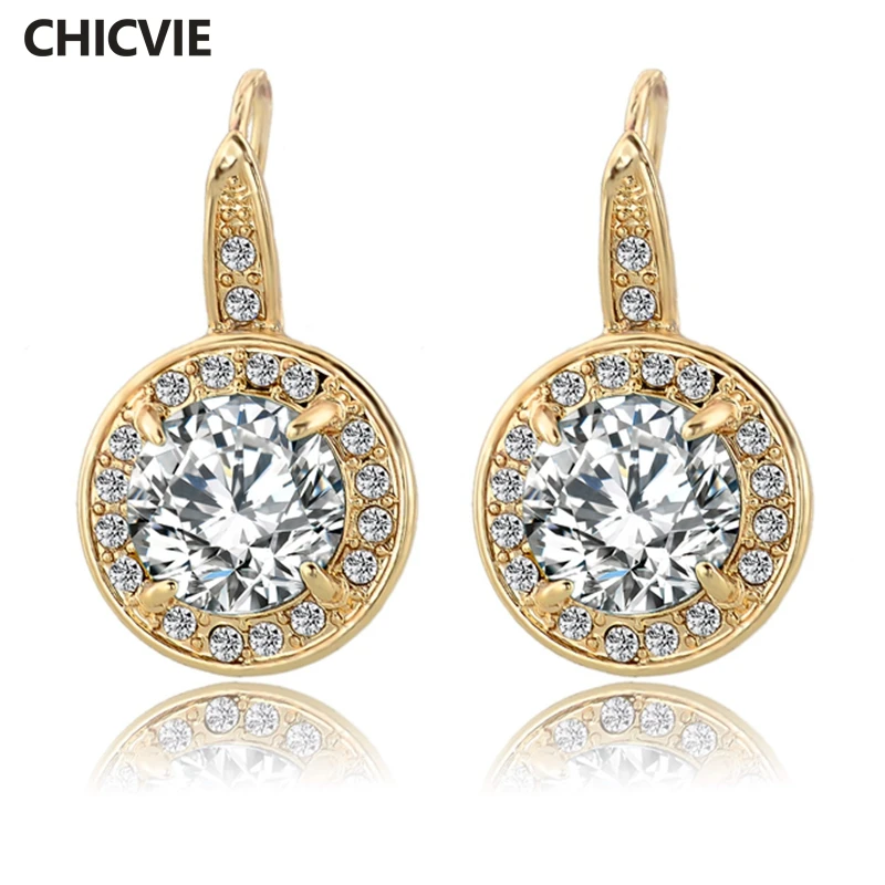 CHICVIE серьги золотого цвета с камнями для женщин Кристалл AAA кубические Серьги
