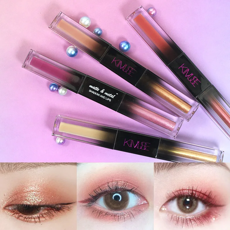 Kimuse матовые и Кристальные алмазные двойные жидкие тени для век не выцветает