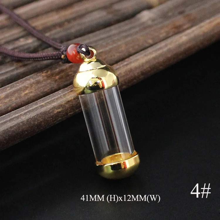 4-41X12MM Gold 1PC Openable Glass Vial Necklace For Men Women Tube Pendant Empty Bottle Cremation Urn Jewelry - Окраска металла: 4-41X12MM Gold