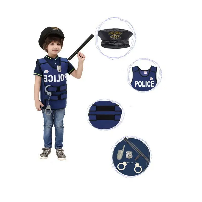 Куртки для мальчиков с полицейским Жилет косплея полицейского Платье Детская
