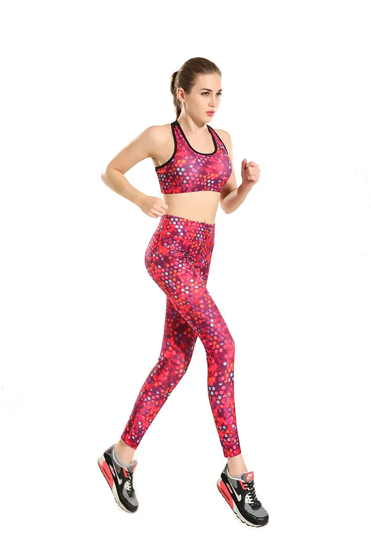 Женские леггинсы для упражнений в розовые пятна быстросохнущие энергетические