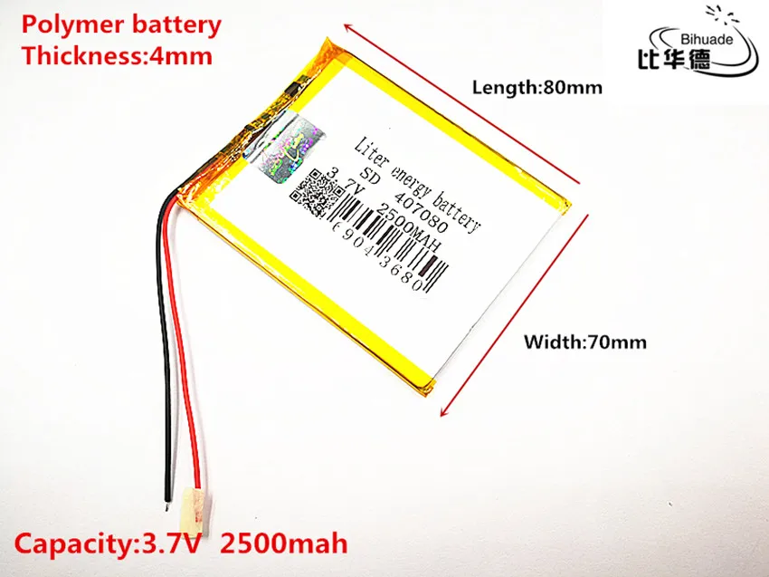 Хорошее качество 3 7 V 2500mAH 407080 полимер литий-ионный/литий-ионный аккумулятор для