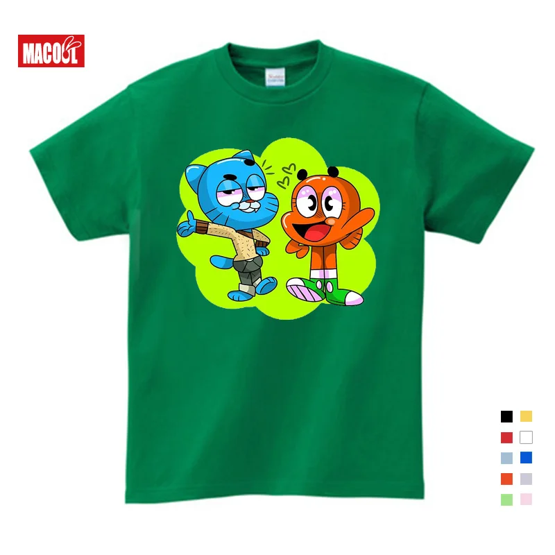 Футболка с надписью «The Amazing World of Gumball Darwin Good Bad Ugly» Новинка, крутые топы, футболка с короткими рукавами для мальчиков детская рубашка От 3 до 9 лет YUDIE