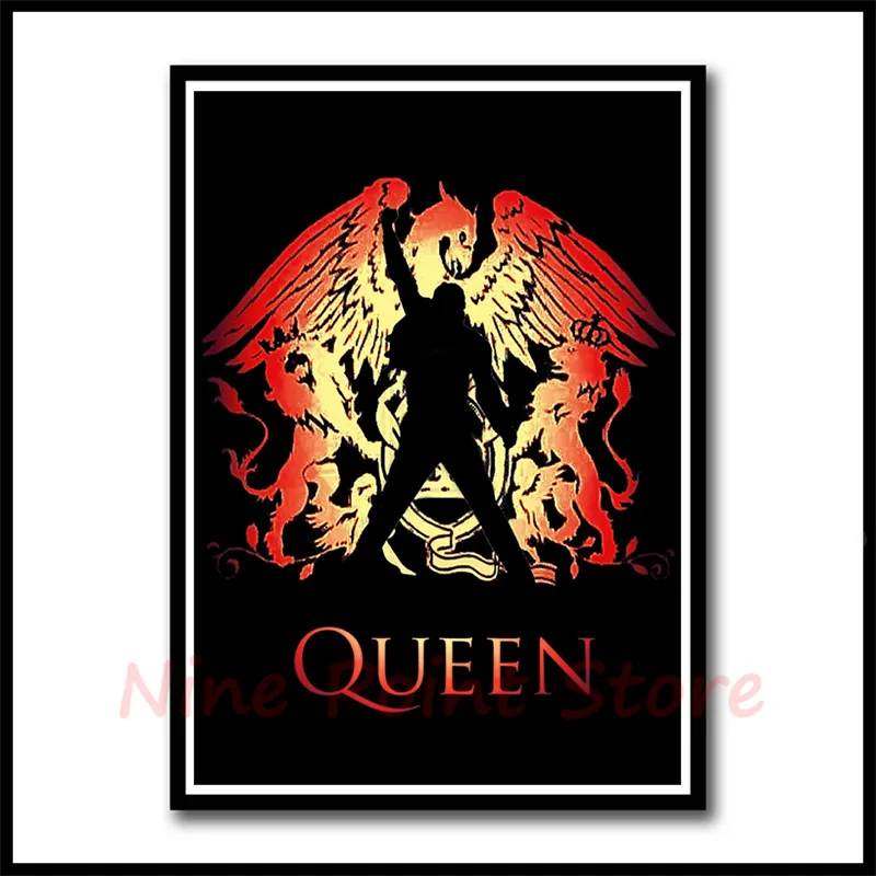 Queen Rock Music постер с покрытием, бумажные постеры для бара кафе, домашний Декор, живопись, наклейка на стену, без рамки - Цвет: Черный