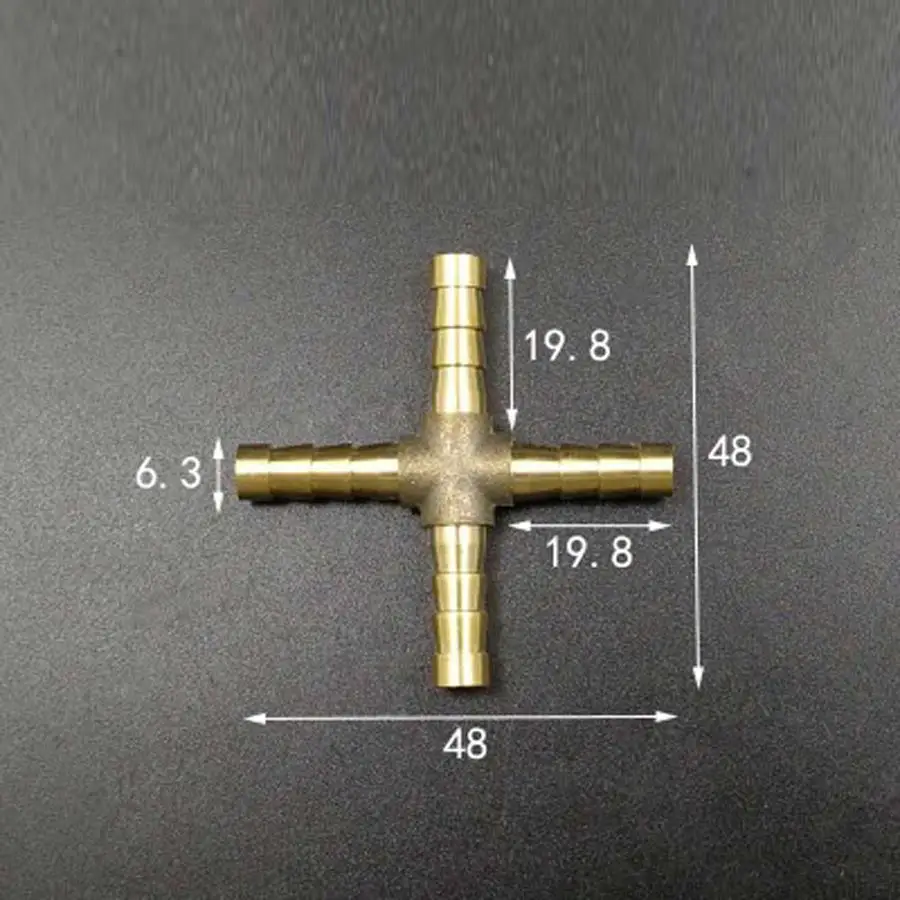 

Hose Barb 6mm 4 Way Splitter Cross Brass Connector Coupling Adapter Fitting