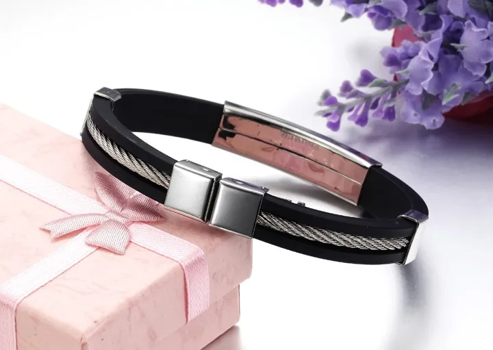 Christian fashion jewelry Stainless Steel cross Bracelet Men Hand-made Silicone Bangle Charm Snake Lover Gift |
