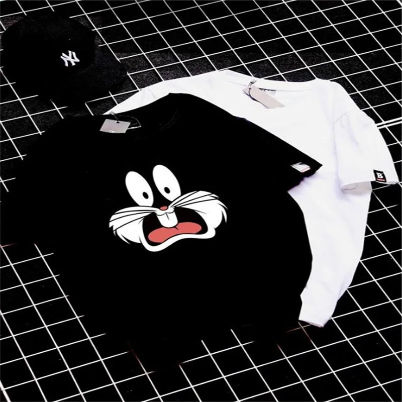 Кролик мультфильм печатных летние футболки Хлопковые женские jungkook одном