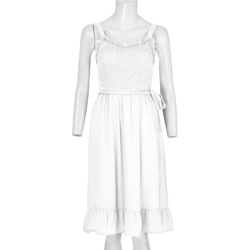 Женские платья Boho Цветочные Спагетти ремень SleevelessA Line кнопка пояса вниз качели