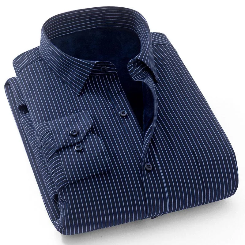 M2-721 MFERLIER, мужские рубашки, 5XL, 6XL, 7XL, 8XL, обхват груди 136 см, зима, осень, большой размер, длинный рукав, сохраняющий тепло, плюс размер, повседневные рубашки для мужчин - Цвет: M2-721