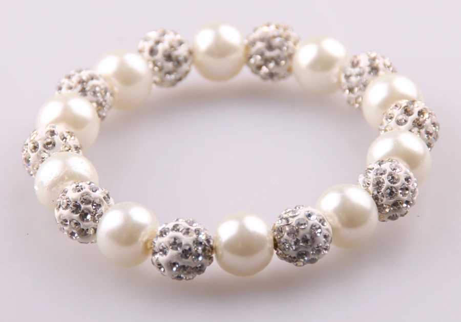 

Новое поступление, 10-миллиметровые браслеты из бежевого жемчуга MOODPC и 10-миллиметровый диско-шар и разделители, женский браслет из бусин