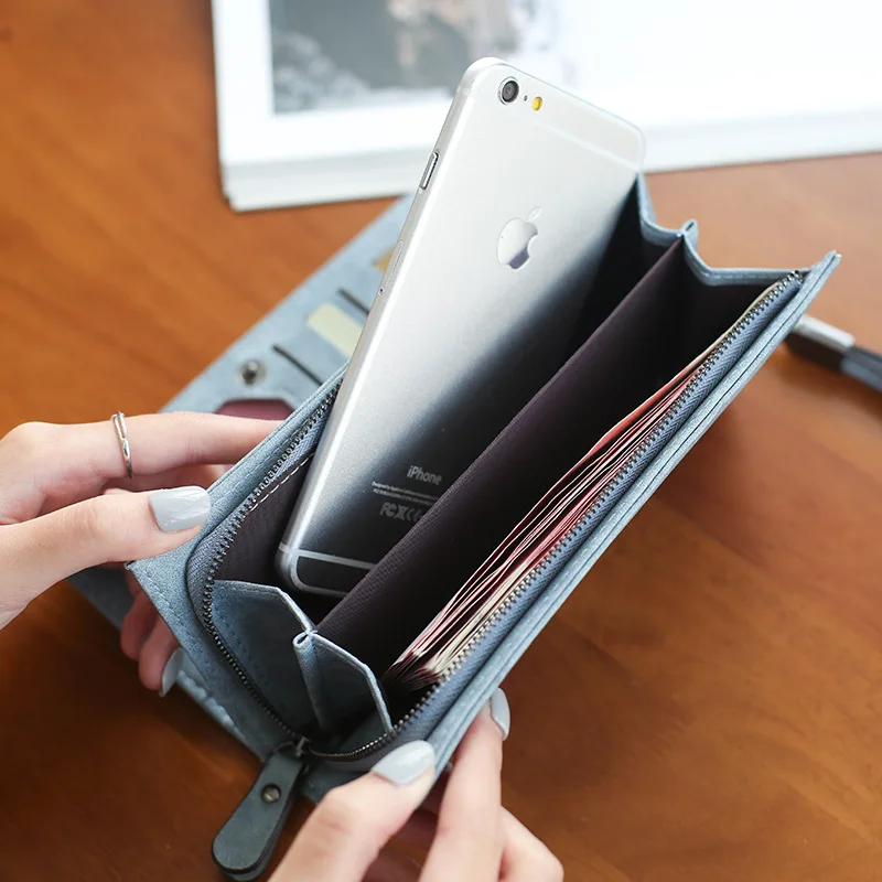 2018 женский кошелек из нубука длинный клатч Женский Portomonee Rfid роскошный бренд