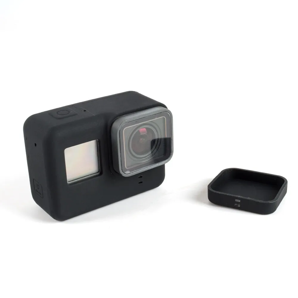 Для Go Pro Hero 5/6/7 мягким чёрным силиконовым ремешком, Камера Корпус чехол крышка Защитная линза Кепки мягкие резиновые Камера сумка для Gopro аксессуары