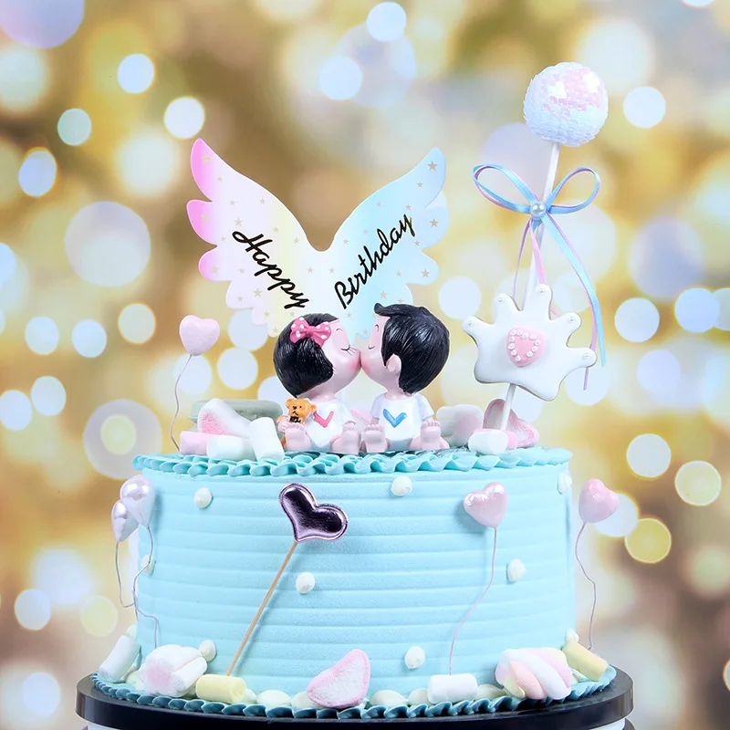1 шт. с днем рождения крыльями ангела торт Топпер Baby Shower украшение для свадебного
