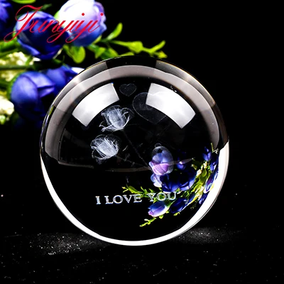 Just Ball 3D розовый хрустальный шар аксессуары миниатюрный цветок стекло кварцевая Сфера орнамент домашний декор свадьба день рождения подарок на день Святого Валентина - Цвет: Just Ball
