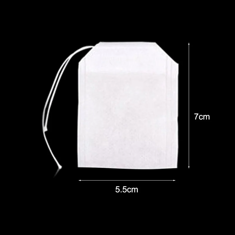 

Newly 100pcs Disposable Empty Tea Bags 5.5 x 7cm Drawstring Paper Teabags Healthy Tea Filter TE889