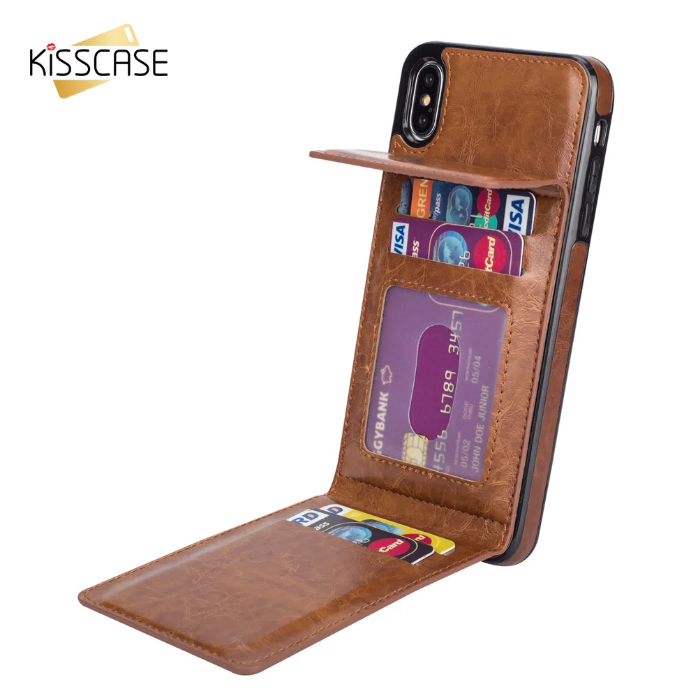 KISSCASE Ретро Роскошный кожаный чехол для iphone XS X Max SE кошелек 6 s 7 8 plus с держателем