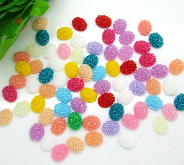 

200Pcs 8x10mm Mixed Oval Resin Decoration Crafts Beads Flatback Cabochon Scrapbook DIY Embellishments Accessories