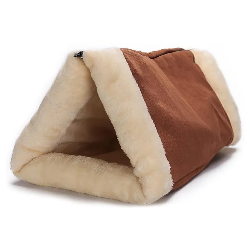 Cute Cat Sleeping Bag Soft Warm Cotton Plush Cat Beds House Pet Cat Tunnel Toy For Puppy Cat Mats Winter Warming Kitten Blanket