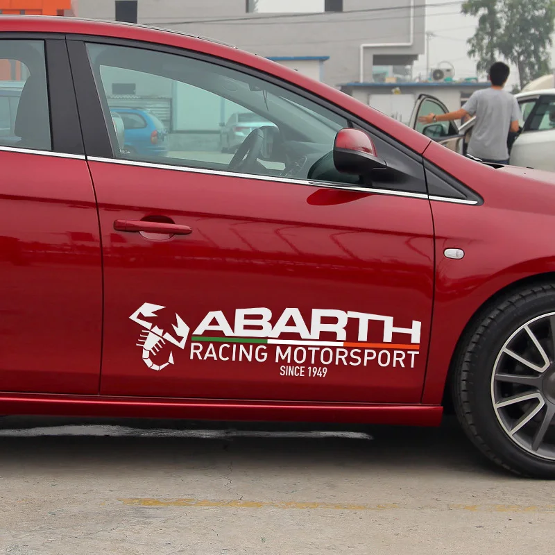 1 пара ABARTH спортивные дверные наклейки Наклейка для автомобиля Стайлинг fiat 500 grande
