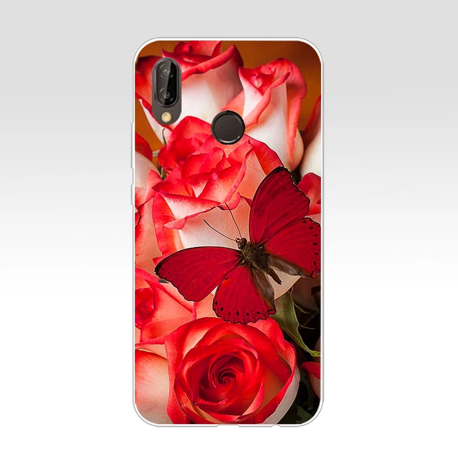 44AQ красная бабочка и цветок Мягкий Силиконовый ТПУ чехол для huawei Nova 3 3i p smart |