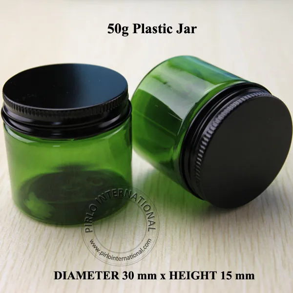 10 шт./лот 50 г D50 * H48mm ПЭТ Крем банку косметическая коробка с винтом Алюминий Кепки