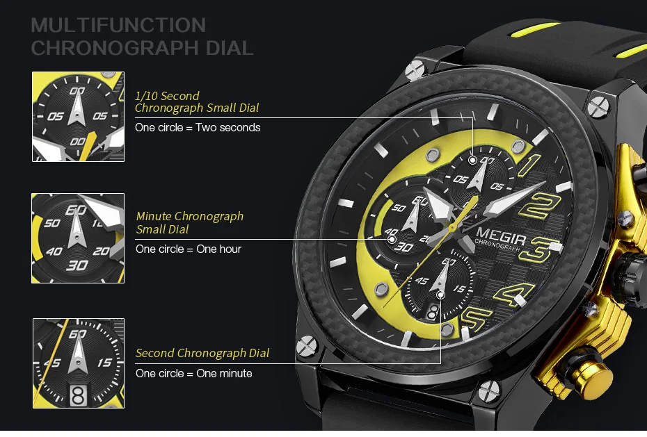 MEGIR Watch Men Sport Watches Army Top Brand Waterproof Auto Date Chronograph Luminous Hand Fashion Military Clock Montre Homme