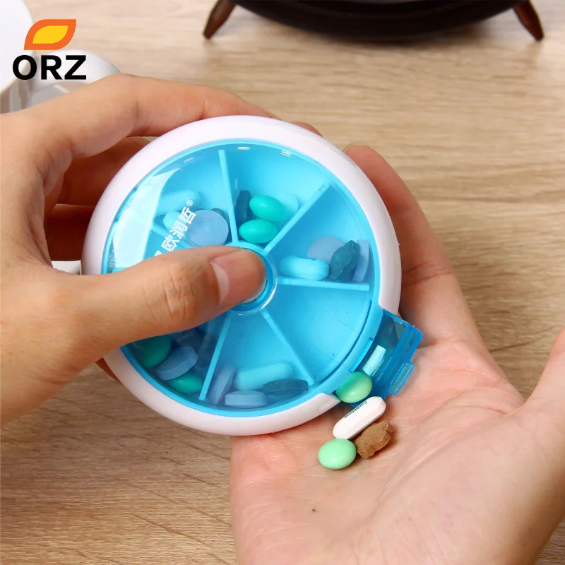 ORZ портативный футляр для таблеток ежедневный вращающийся чехол органайзер