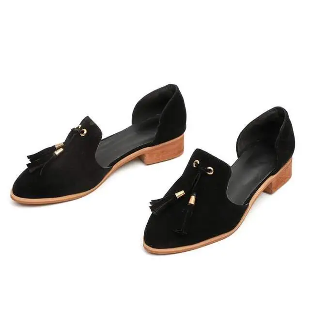 Новинка 2018 дизайнерская замшевая женская обувь с бахромой большой размер 35 43