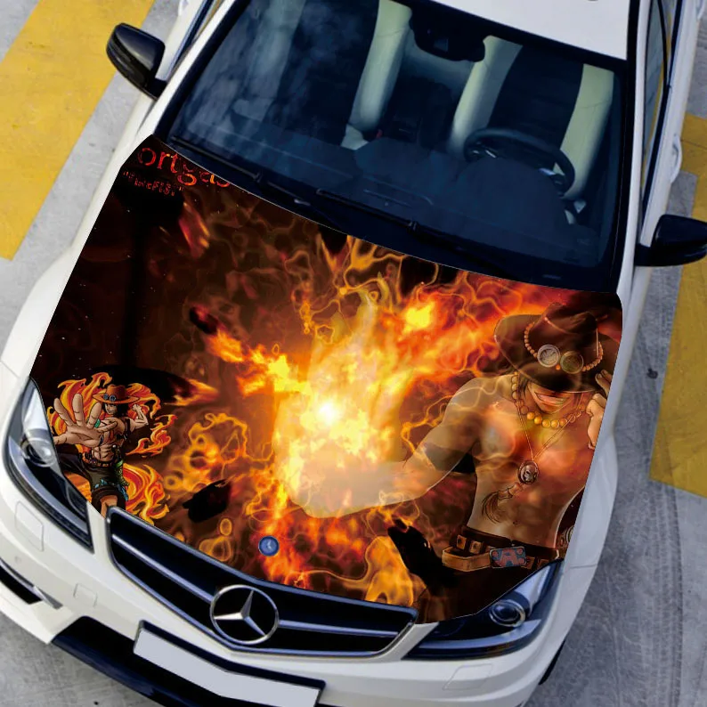 Левая сторона автомобиля Наклейка s огненное пламя аниме капот 150*130 см